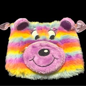 Irregular Choice Big Bear colorful plush pouch purse bag USED